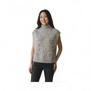Golden Touch Sleeveless Sweater Black & White  Medium Vintage